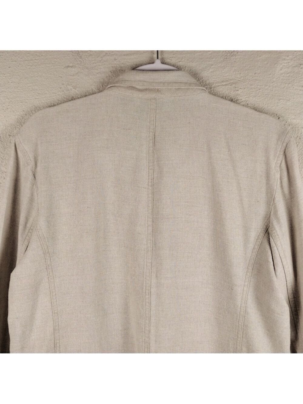 Lizsport Petite Natural Linen Blend One Notched Two Button Classic Blazer Jacket - Picture 8 of 16